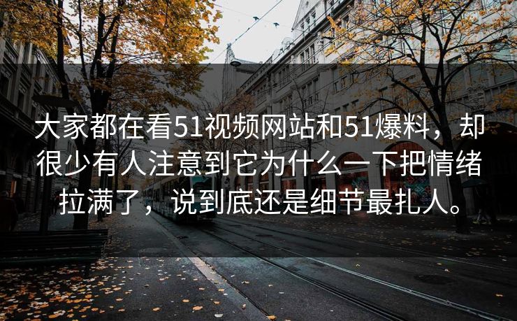 大家都在看51视频网站和51爆料，却很少有人注意到它为什么一下把情绪拉满了，说到底还是细节最扎人。