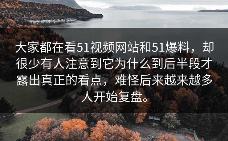 大家都在看51视频网站和51爆料，却很少有人注意到它为什么到后半段才露出真正的看点，难怪后来越来越多人开始复盘。