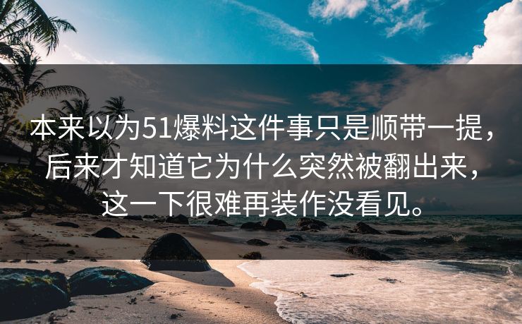 本来以为51爆料这件事只是顺带一提，后来才知道它为什么突然被翻出来，这一下很难再装作没看见。
