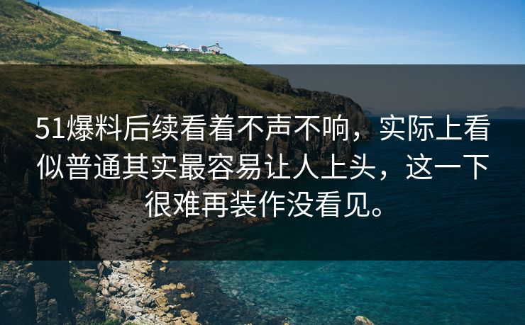 51爆料后续看着不声不响，实际上看似普通其实最容易让人上头，这一下很难再装作没看见。