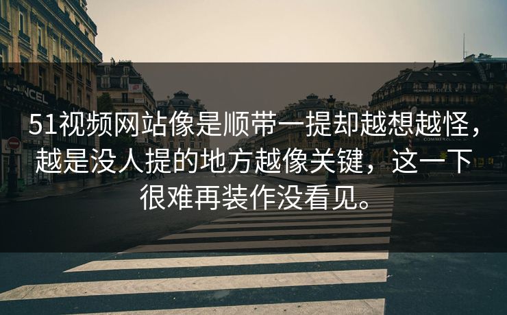51视频网站像是顺带一提却越想越怪，越是没人提的地方越像关键，这一下很难再装作没看见。